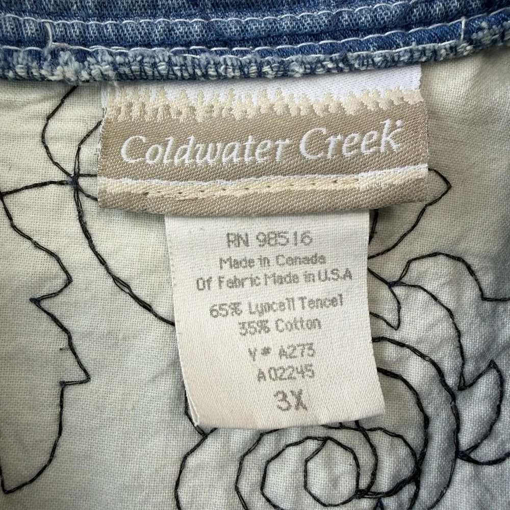 Coldwater Creek Soft Denim Quilted Floral Blue Jacket Woman's Size 3X - Picture 6 of 10